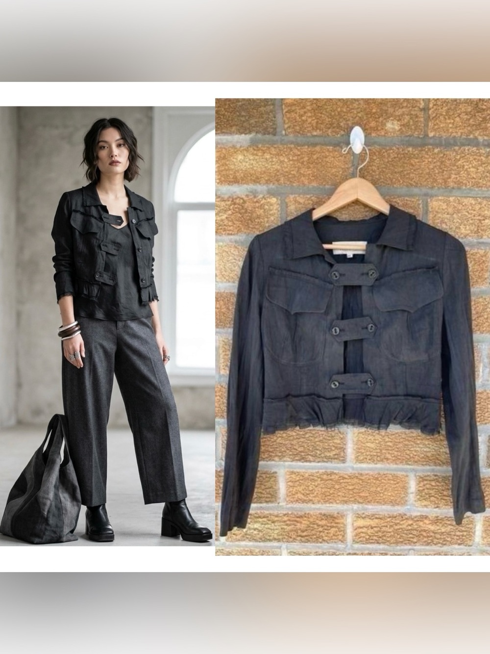 HACHE linen blend cropped jacket 42